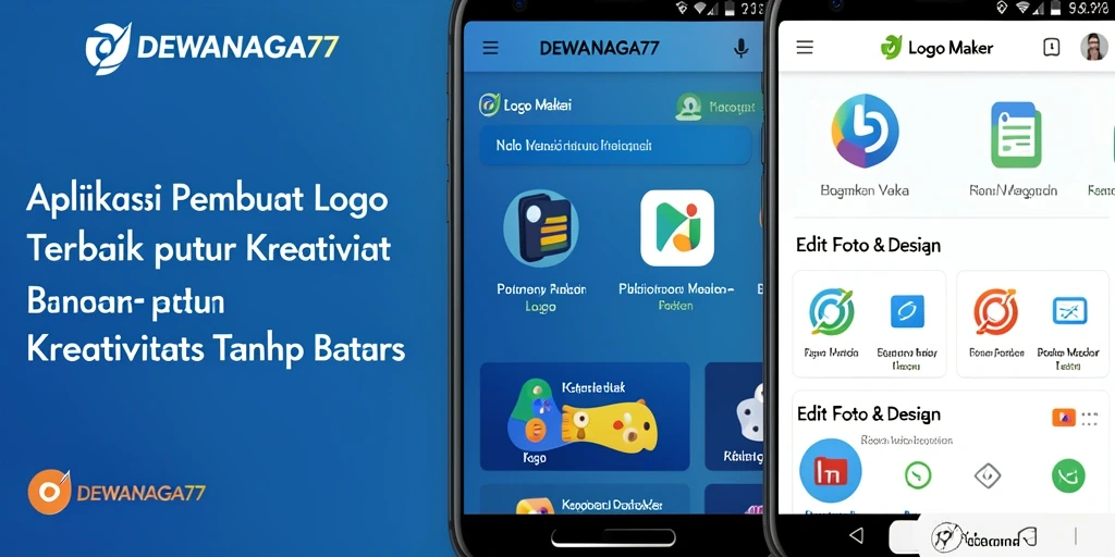 Antarmuka menarik dari aplikasi DEWANAGA77 untuk membuat logo.