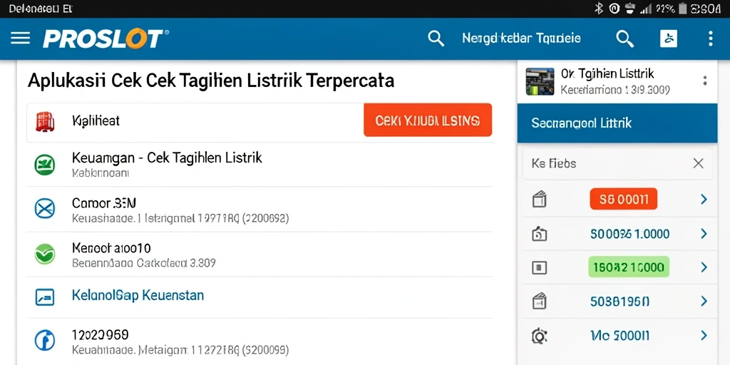 Tampilan antarmuka utama PROSLOT untuk cek tagihan listrik.