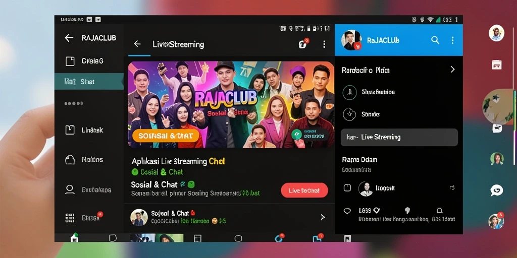 Antarmuka RAJACLUB yang menarik untuk pengalaman Live Streaming.